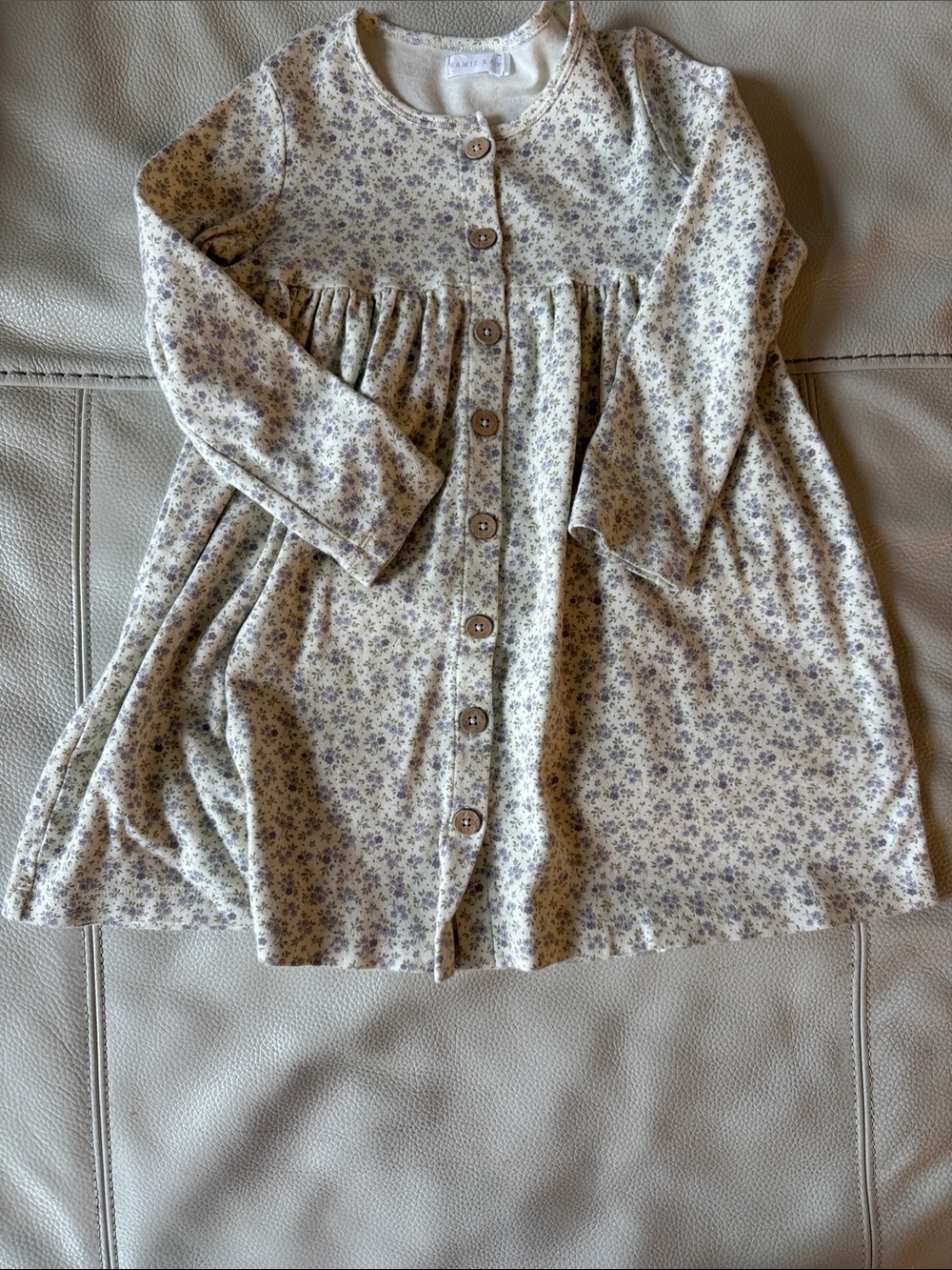 Jamie Kay Cream Button-Front Floral Dress with Purple Accents